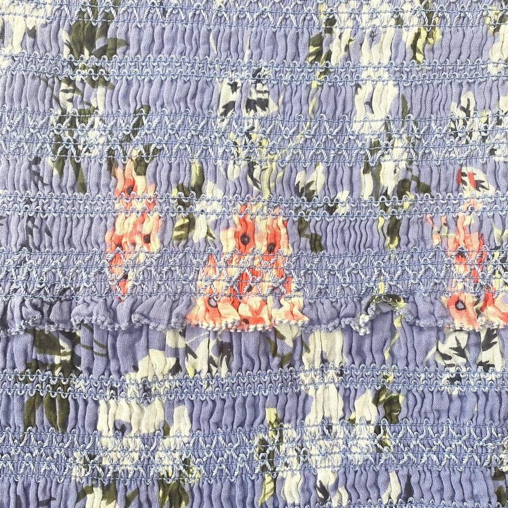 ASTR The Label  Anais Floral Smocked Dress Tiered Blue - Picture 12 of 16